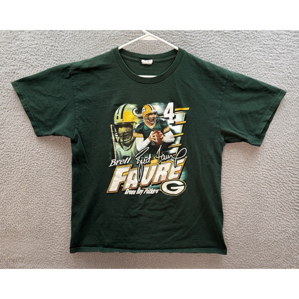 Vintage Green Bay Packers Shirt Adult Large Green Brett Favre Grunge Y2K NFL